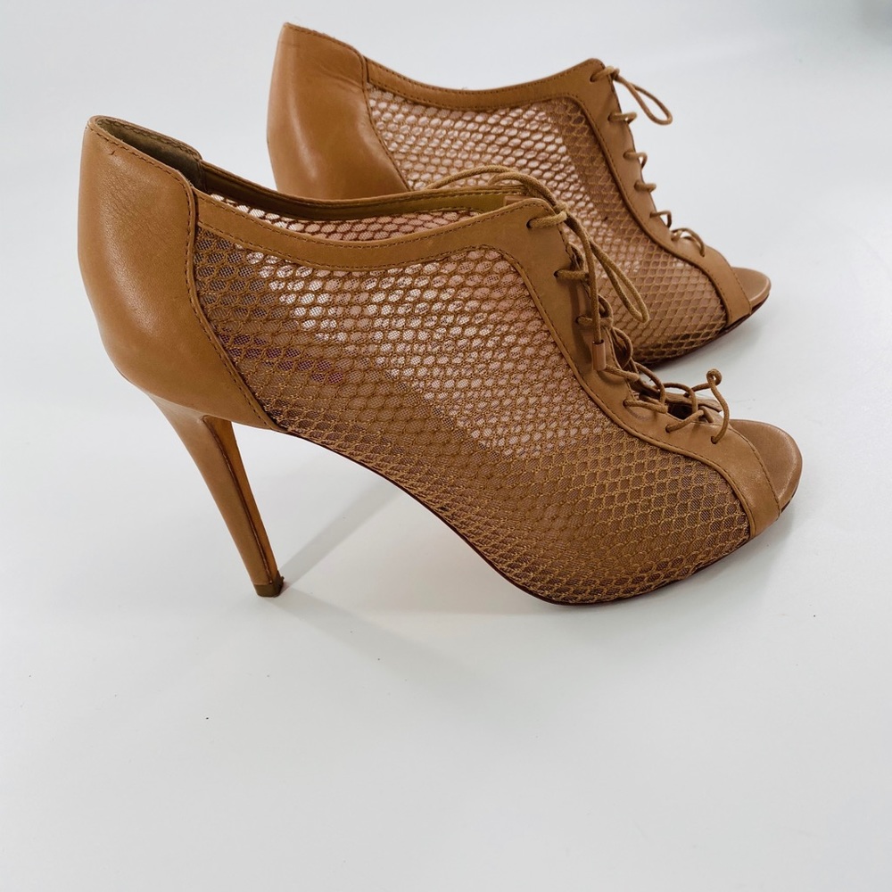 Red Saks  fifth avenue nude open toe ankle bootie